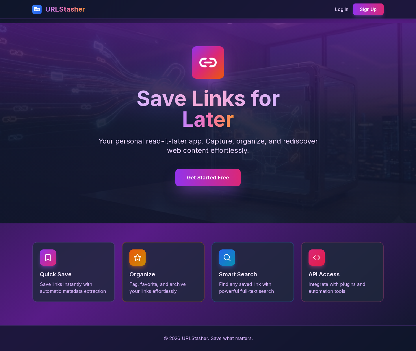 URLStasher website screenshot